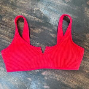 Hollister Red Bikini Top with Ribbed Texture size M
